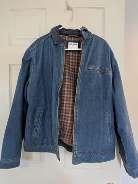 NWOT Old Navy Men's Flannel-Lined Plaid Denim Cotton Jacket Corduroy Collar Med